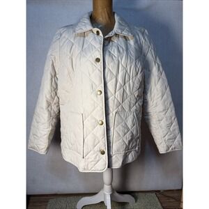 J. Jill Heritage Quilted Jacket Snap Button Front Light Beige size XL